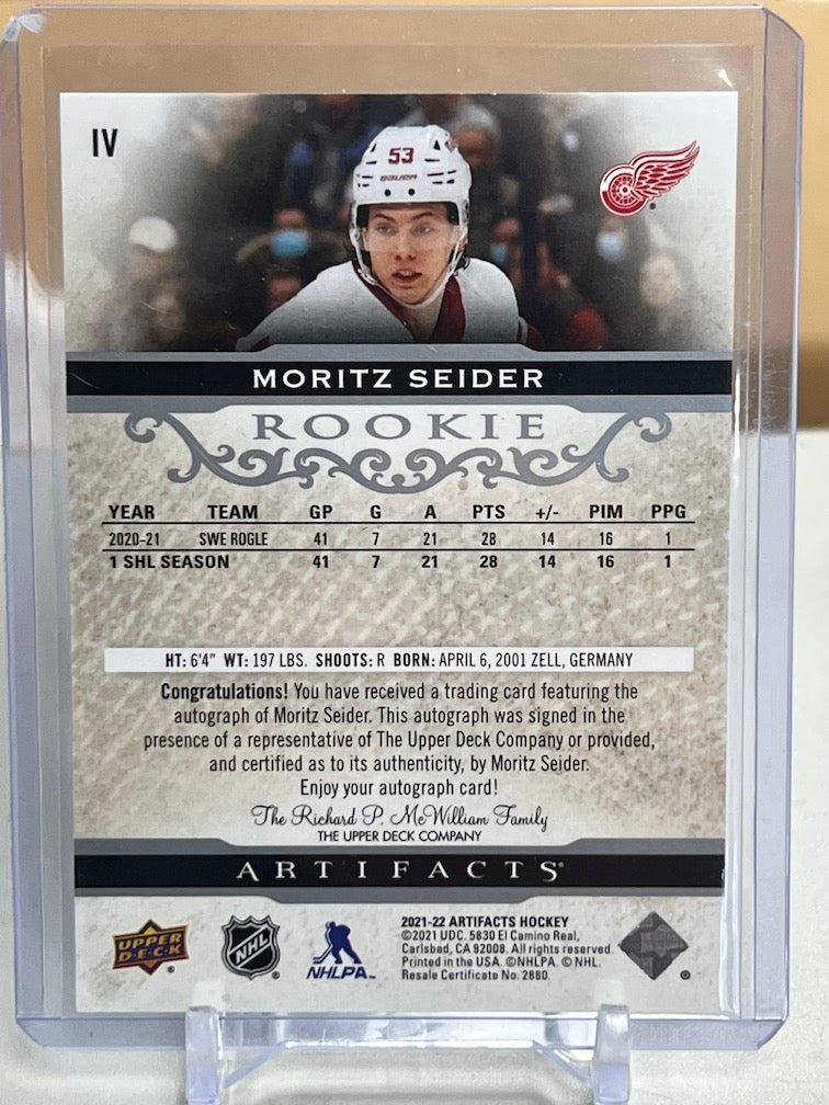 Load image into Gallery viewer, Moritz Seider Rookie Autograph Hockey Card

