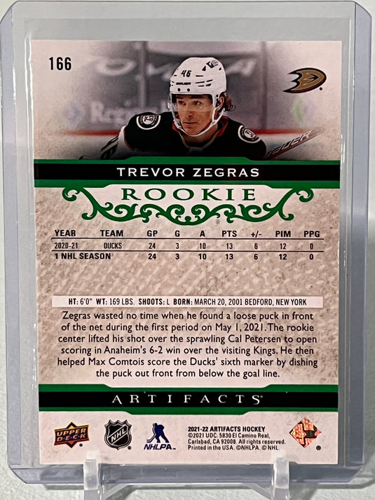 Trevor Zegras Rookie Upper Deck Artifacts Emerald Series /99
